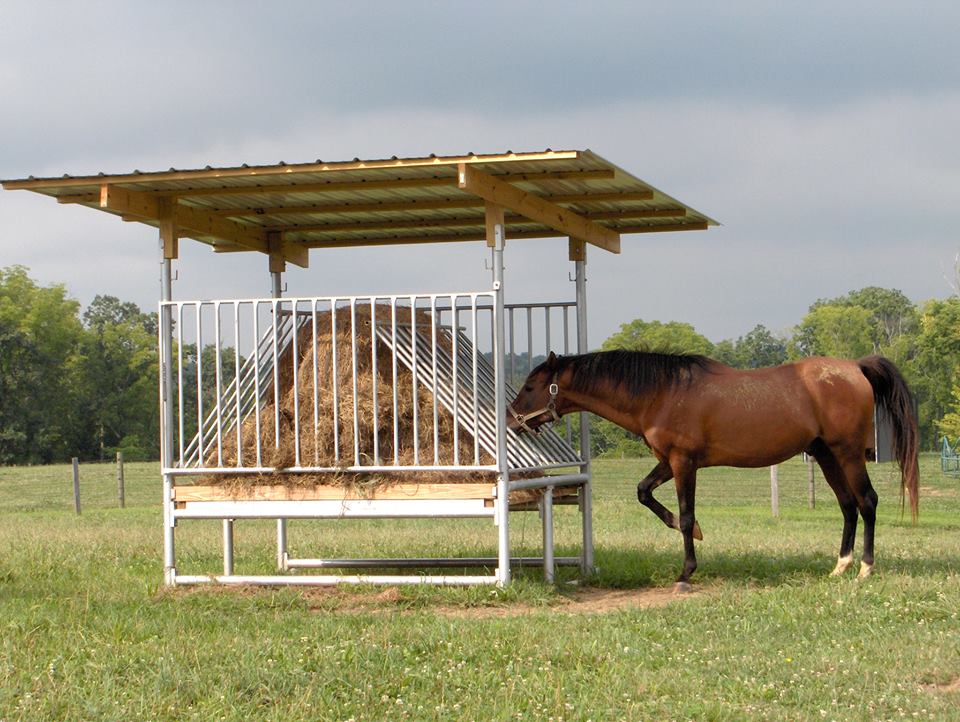 horse hay feeder with roof